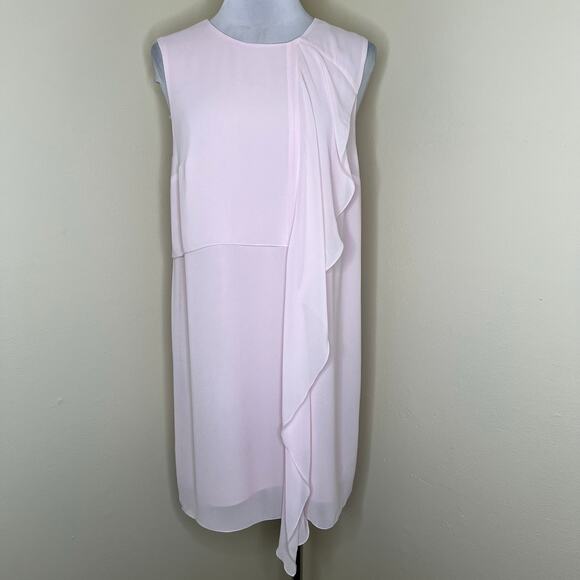 French Connection Shift Dress 8 Pink Cascading Ruffle Chic Coquette Party Event - Picture 1 of 8